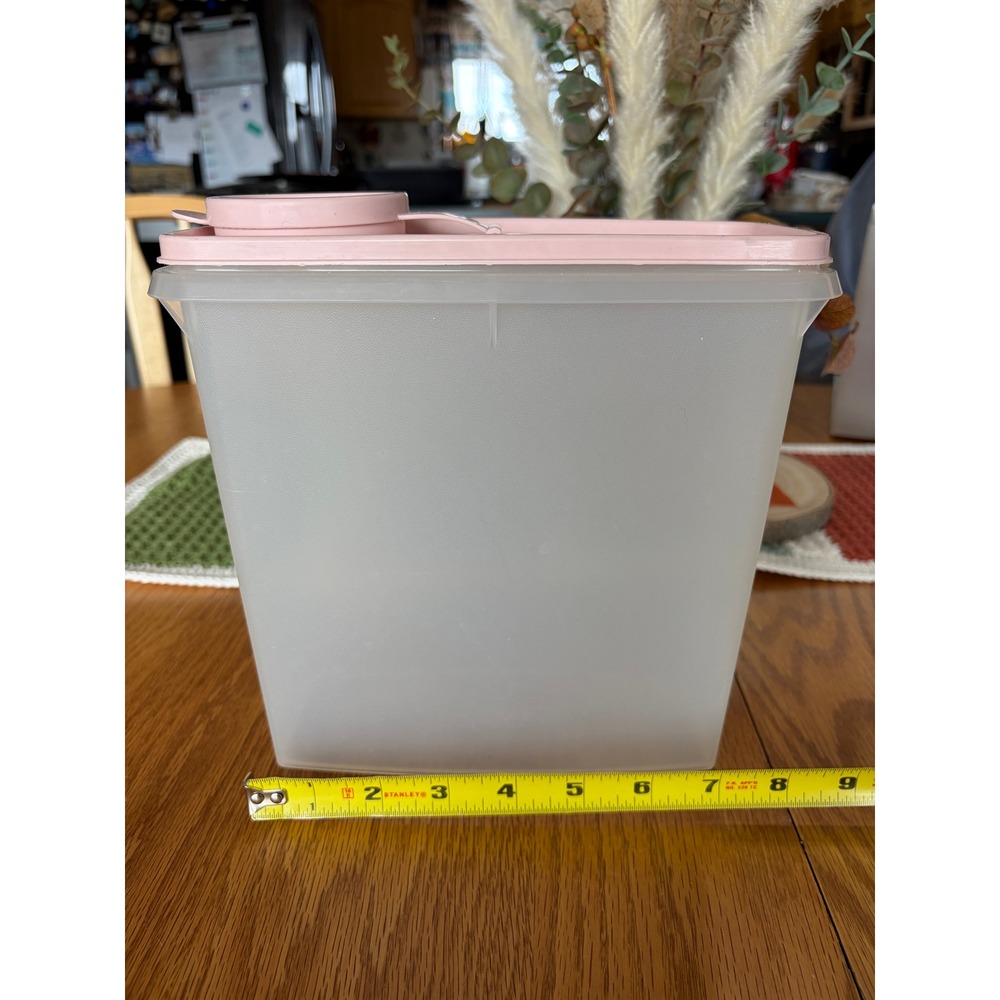 Tupperware Modular Mates Super Oval 4 Clear Pink Flip Top Pour Spout Lid USA